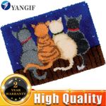 Latch Hook Rug Kits Crochet Making Printed Cats Patterns Carpet For Adults DIY