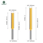 1/4  Shank Extra Long Straight Router Bits Double Flute 50mm 76mm Cutter Yellow