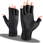 Copper Compression Gloves Anti Arthritis Fingerless Hand Support Pain Relief UK