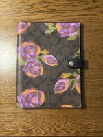 Coach Canvas Signature Brown Floral Print Notebook Cover