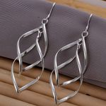 Double Twist Drop Dangle Boho 925 Sterling Silver Hook Earrings Women Jewellery