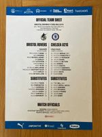 BRISTOL ROVERS V CHELSEA Under 21s EFL trophy 25.8.26 A4 official team sheet