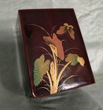 Antique Japanese Lacquer Hexagonal Box Goldfish Maki-e Meiji Taisho