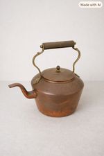 Vintage Copper Kettle Brass Handle Antique Farmhouse Kitchen Decor Rustic Displa