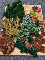 Decorative Additions Bunches Craft Set Pine Cones Greenery Berries Ribbon