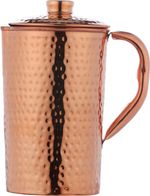 Pure Copper Water Hammered Pitcher Jug for Ayurveda Health Benefit 1.5 ltr