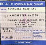 1991 Manchester United V Oldham  Football Match Ticket Stub Man Utd Division One
