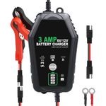 3 AMP 6V/12V Smart Battery Charger Automatic Maintainer, Compact Trickle Charger