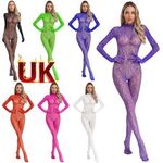 New Women Fishnet Bodystocking Mesh Full Body Leopard Print Jumpsuit Catsuit