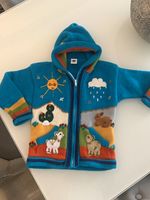 Inkas Crafts Knit Hooded Full Zip Cardigan Blue Multicolour Embroidered Animals