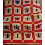 Vintage Handmade Butterfly Quilt Colorful Patchwork Cottagecore Farmhouse Decor