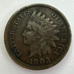 1903 USA Indian Head Cent Coin, VF Very Fine