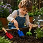 Set of 3 Colorful Metal Mini Garden Tools - Kids Gardening Kit