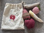 Hand Made Pretend Play Fruit Bag Banana Apple Pear Imaginative Shop supermarket￼