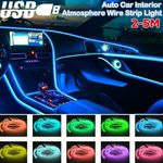 1M-5M Car Interior Atmosphere Wire Auto Strip Light LED Decor Lamp Accessories