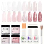 11 Pcs Dipping Powder Starter Nail Kit With Base, Top Coat, Activator Nail Brush