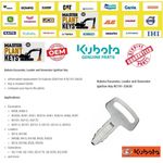 Kubota Excavator, Loader, Generator Ignition Key RC101-53630 Master Plant Keys