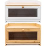 Bread Bin with Shelf Flip Front Door Box Food Storage Rack Home Kitchen