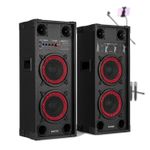 Fenton SPK-208 Active Bluetooth Karaoke Party Speakers Set with Microphones