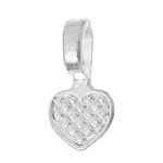 20 HEART SHAPED SILVER PLATED GLUE ON BAILS 16MM CABOCHONS PENDANT JEWELLERY DIY