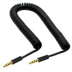 3.5mm 4 Pole TRRS Aux Audio Mic Cable | Stereo Male to Male Coiled Connector 1m