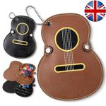 Leather Guitar Pick Holder Bag Pouch Case Large Capacity Pick Plectrum Keyring