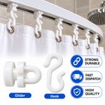 Replacement Shower Curtain Hooks Pack | Fits Glider Rail Tracks | WHITE