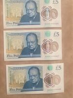 Rare AA x3 set of consecutive (666)  £5 note,  with unique serial number 69- 666