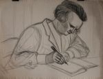 Fritz Tröger woman portrait sister Dresden secession drawing o.J.