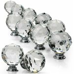 CLEAR CRYSTAL DIAMOND GLASS DOOR KNOBS CUPBOARD DRAWER FURNITURE HANDLE CABINET