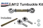 M12 Turnbuckle Kit Adjustment 130mm Upwards + Lock Nuts -Choose Rod Ends to Suit