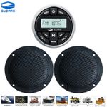 Waterproof Boat Stereo Bluetooth Radio for Motorcycle ATV UTV Yacht + Speakers