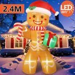8FT Christmas Inflatable Gingerbread Man | LED Lights for Outdoor yards UK PLUG