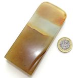 ANTIQUE CHINESE POLISHED BROWN JADE HARDSTONE DOCUMENT SEAL 11cm
