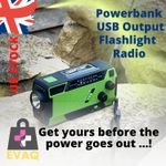 EvaqBag 2nd Gen : Emergency Wind Up AM/FM Radio,Light and Phone charger - Green