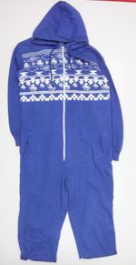 Modern Casuals Men's Blue Fair Isle Hooded One Piece L Zip One Piece