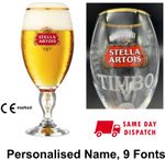 Personalised Stella Artois Branded Pint Glass Chalice 20oz Nucleated & Gift Box