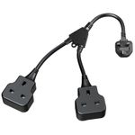 2 Way Extension Lead with Short Cable (Plug Included) 2 in 1 Double Sockets