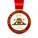 WBA World Boxing Association Champion Medal Gold Plated Boxing Award Red Ribbon