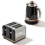 Haden Salcombe Black 1.7L BPA Free Kettle & 4 Slice Wide Slot Toaster Set