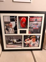 Jenson Button signed cap 2012 McLaren and framed picture collection 