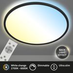 Round LED Panel Ceiling Light Lamp Slim Remote Control Dimmable CCT 48cm Black