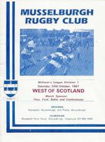 Musselburgh RFC v West of Scotland RFC Division One 24th October 1987