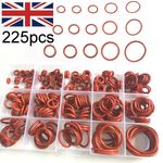 225PCS Red Silicon O-ring Washer Seal Kit Set Assortment Ring Box Oring Set