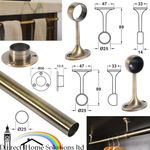 Hafele Antique Brass Hanging Round Wardrobe Rail Hanging Rail Tube End Sockets