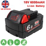 For Milwaukee battery 6Ah M18 18V Extended Capacity Battery Lithium XC48-11-1860