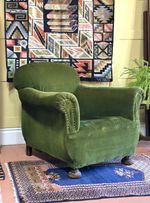 Antique Vintage Art Deco 1930s Bottle Green Club Armchair