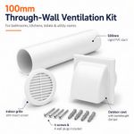 100mm 4 Inch Wall Vent Kit with 500mm Duct Grille and Backdraught Cowl Kitchens