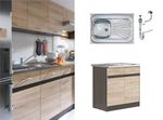 Kitchen Sink Base Unit All in One 800mm Complete Oak Cabinet Sit On Steel Junona