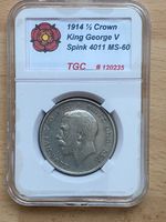 King George V 1914 Half Crown, Graded MS-60 / GEF